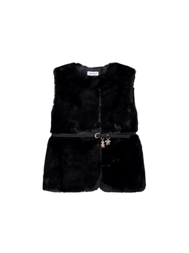 Mayoral Fur Vest with Belt for Girls Black
