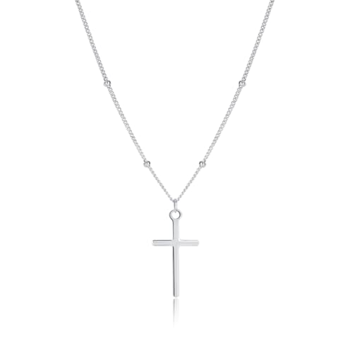 Collier ras du cou en argent sterling 925 croix finition miroir