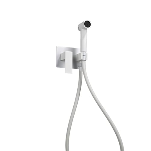 GLYYR Douchette WC Kit, Main Eau Chaude et Froide Douchette Toilette WC, Mural Bidet Toilette Kit Hygiene WC avec Corps Vanne Intégré, 1.2m Acier Inoxydable Tuyau