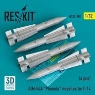 プラモデル 1/32 AIM-54Aミサイル (4個入) ディテールアップパーツ [RSK32-0388R]