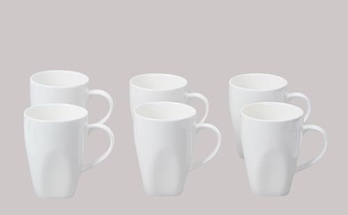 Homevss Bone China Elegance White Square Mug 12Oz, Set Of 6 Pieces cover