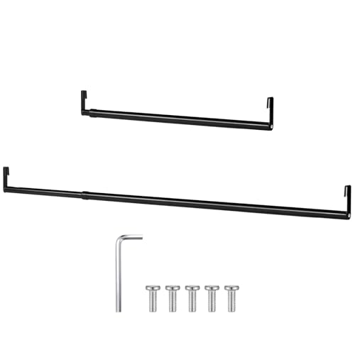 Threehoney Expandable Closet Rod for Wire Shelf Hanging Clothes Adjustable Heavy Duty Closet Hanging Rod Extender Heavy Duty Hanger Bar Metal Poles for Wardrobes Hanger, 1 Pack(36-60 Inch,Black)