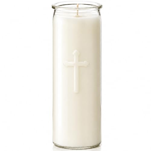 Natural Soy Wax Prayer Candles 7 Day White Prayer Candle in Glass 150-Hour Long Burning Unscented Large Devotional Pillar Candles for Catholic Church Memorial Altar Vigil (White 1PCS)