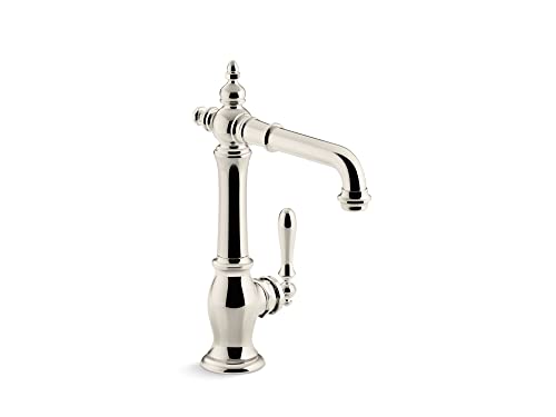 KOHLER K-99267-SN Artifacts Bar Sink Faucet with Victorian Spout Design, Vibrant Polished Nickel #1