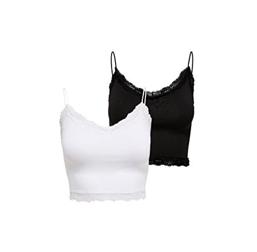 ONLY Damen Onlvicky Lace Seamless Cropped Top im Doppelpack (as3, alpha, s,...