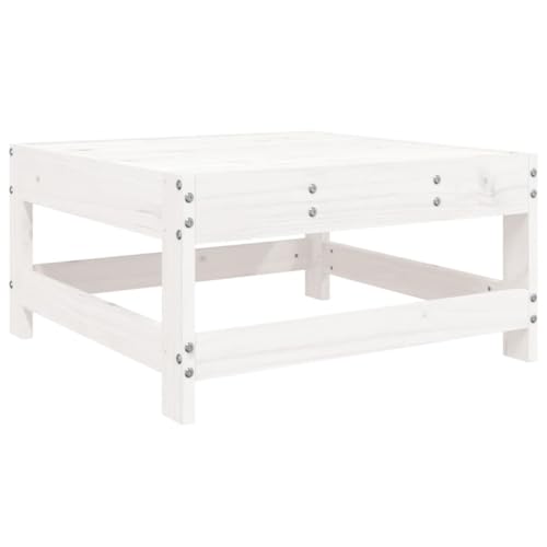 WRJENFSC Tabouret de jardin blanc en pin massif - 62 x 62 x 32 cm - Table d'appoint et repose-pieds - Design modulaire pour jardin, terrasse, balcon - Tabouret...