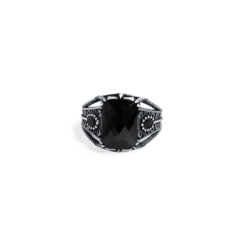 Image of Raajraani Midnight Bloom 925 Sterling Silver Ring for Men, Oxidised Silver Finish | Gift for Him (7.5Gms)