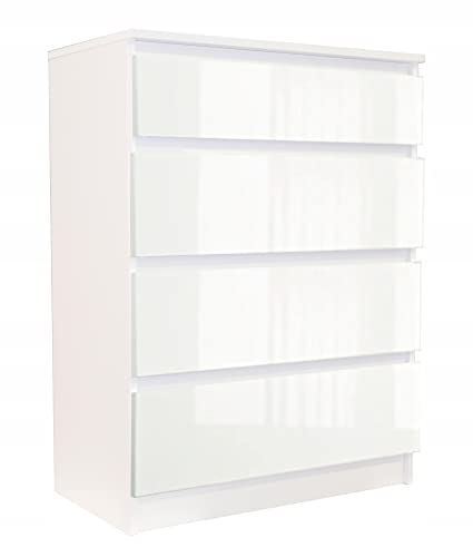 Home Collective Kommode weiß Hochglanz mit Vier Schubladen, Schlafzimmer...