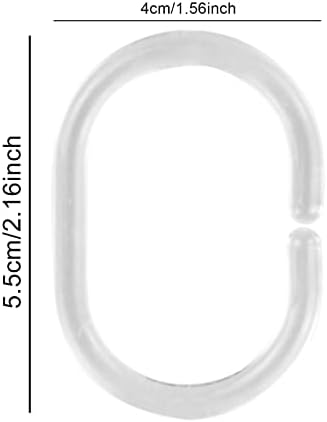 12 pack Clear Transparent Strong Plastic Shower Curtain Hook Rings Clips Replacement for Bathroom Pole and rail