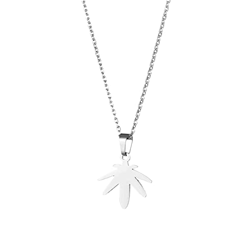Chaînes pour femmes en acier inoxydable avec pendentif feuille et bague