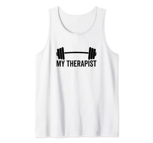 My Therapist Barbell Funny Workout Entrenamiento de levantamiento de pesas Camiseta sin Mangas