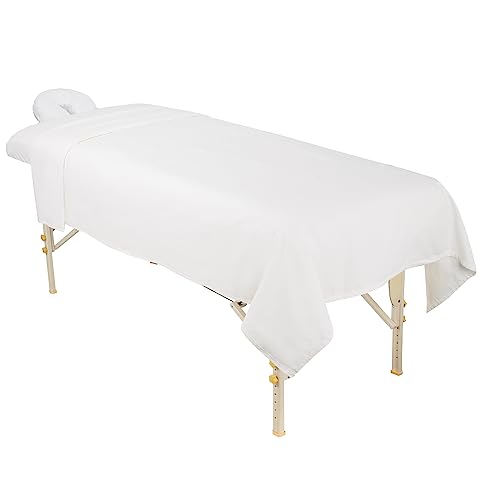 Image of ForPro Professional Collection 3-Piece Massage Sheet Set, White, Includes Massage Flat Sheet, Fitted Sheet, and Fitted Face Rest Cover