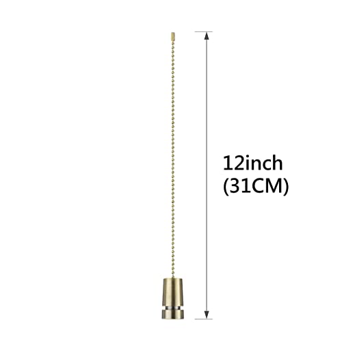 Image of Aspen Creative 20511-42, 12 inch Ceiling Fan Beaded Solid Steel Decorative Pull Chain /Antique Brass Finish, 2 Pack
