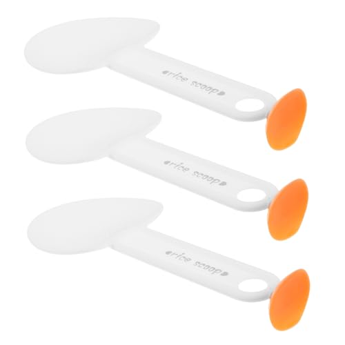 STOBAZA 3pcs Heart Shaped Non Stick Rice Serving Spoon with Suction Cup Base Ergonomic Design for Easy Scooping Restaurant