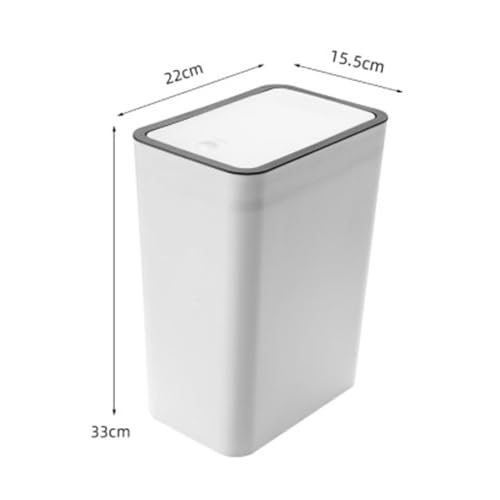 Image of Household Garbage Cans Sealed Large Capacity Odorless with Press Top Plastic Trash Bin for Home Kitchen Living Room Bathroom (White)