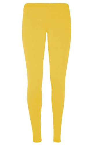 Legging long microfibre fille jaune fluo extensible et doux 3-4 ans