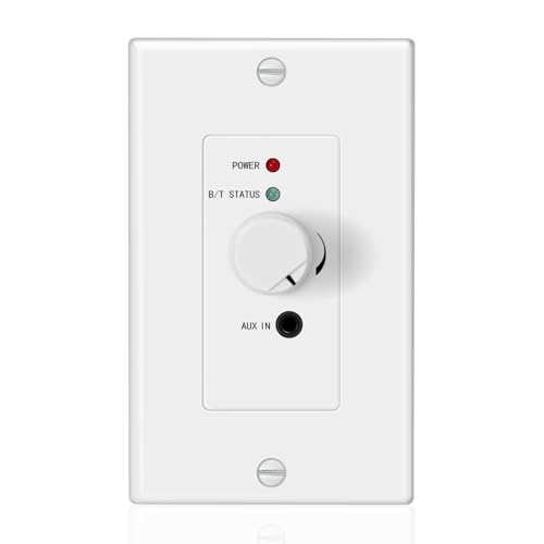 TNP Bluetooth Audio Receiver Wall Plate Mount with Subwoofer Output – 120W BT 5.0 aptX Stereo Amplifier with 3.5 mm AUX Input, Volume Control – Wireless Bluetooth Amplifier for Music & Speaker System