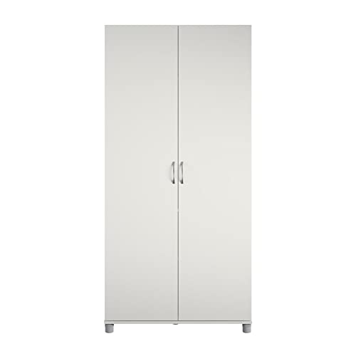 Pemberly Row Engineered Wood Transitional 36" Utility Storage Cabinet In White #TOP6