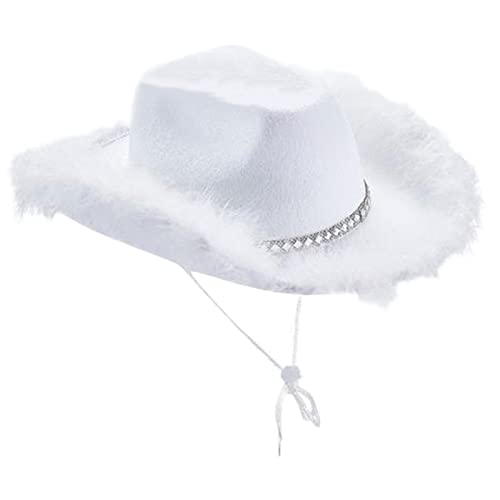 LERONO Sombrero de vaquero para mujer, estilo occidental, gorras de vaquero rosa con sombrero de vaquera parpadeante, sombrero de vaquero, sombrero de vacaciones, sombrero de vaquera, sombrero de