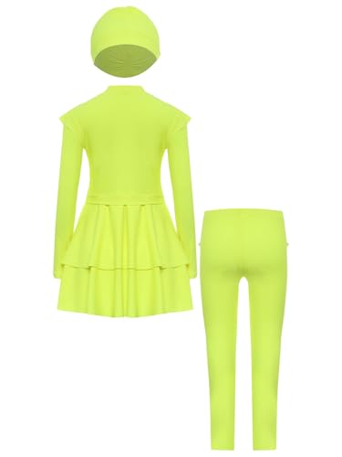 Kids Girls 3Pcs Rash Guard Sun Protection Summer Beach Bathing Suit Long Sleeve Dress Pants and Hat4