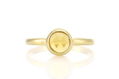 Bague à empiler en or et citrine au chaton délicat et raffiné