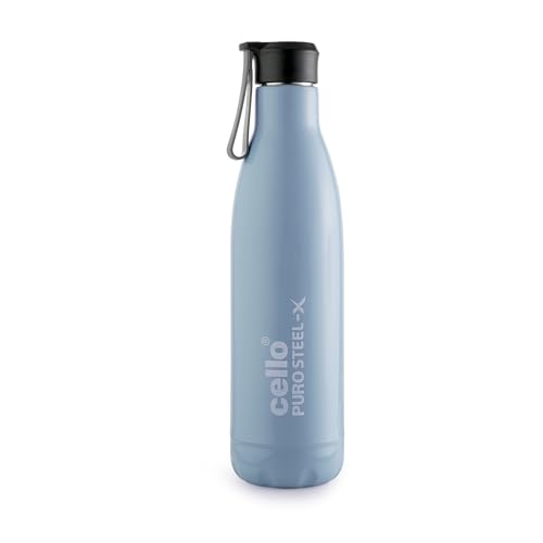 CELLO Puro Steel-X Neo 900 Insulated Water Bottle for Office Use 720 ml Blue | Durable, Stylish & Colorful Wide Mouth Easy Sip Leak Proof Inner Steel 