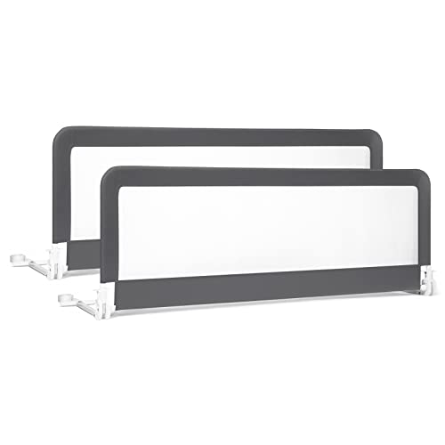 Honey Joy Bed Rail For Toddlers, 59-In Extra Long, Portable Safety Bed Guardrail W/Double Safety Child Lock, Foldable Baby Bed Rail Guard, Fit King & Queen Full Twin Size Bed Mattress (2 Pack, Gray) #TOP12