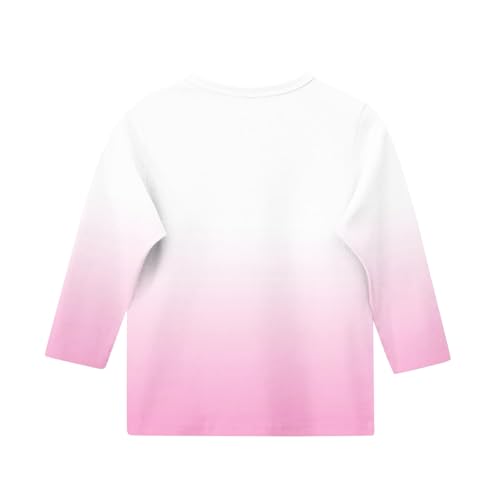 Teen Girls Gradient Tunic Tshirts 2025 Fashion Gradient 3/4 Sleeve Blouses Kids Preppy Tee Tops Spring Casual Shirts3