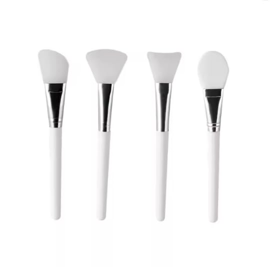 Silicone Face Mask Brush Set, White, Soft Applicator for Skincare, 4 Piece