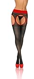 sesto senso Hosenträger Strumpfhose mit offenem Schritt 15 Den Spitze Strumpfband Gürtel Strümpfe 3 M Schwarz Rot