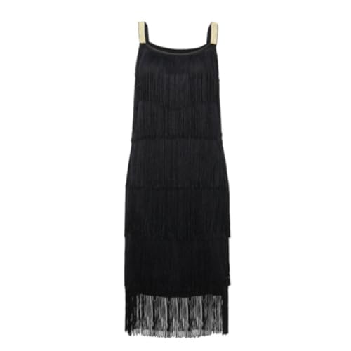 JLTPH Mujeres Vestido de Traje de Gatsby con Flecos Flapper Sin Mangas sin Espalda Correa de Espagueti del Mini Vestido del Partido cóctel