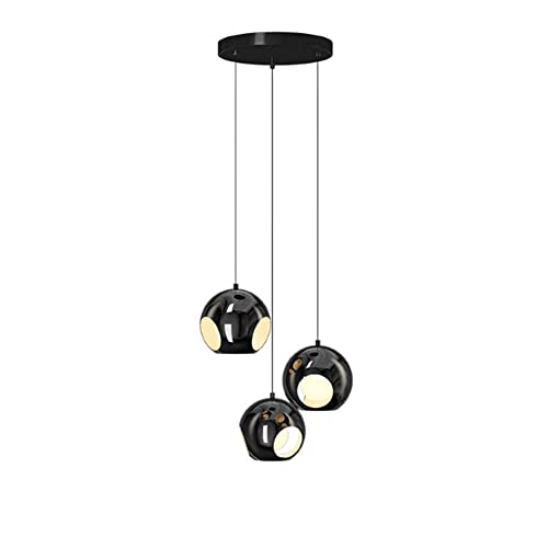 Lustre en verre fumé haut de gamme smoky grey avec suspension à 3 têtes LED tricolores