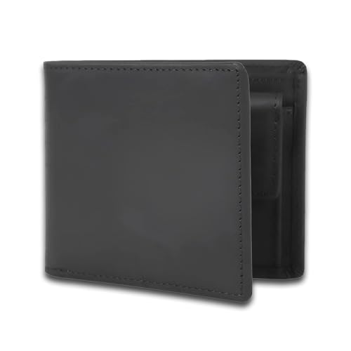 [亀登鞄製作所] 財布 メンズ 2つ折り 二つ折り財布 本革 薄型 （ 経年変化を楽しむ逸品 ） コンパクト 大容量 革 小銭入れ 薄い かさばらない カード ミニ財布 小さい 軽い 軽量 レザー (ブラック)の商品画像（Amazon）