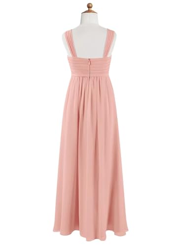 Sleeveless Toddler Flower Girls Dress Satin Jr Bridesmaid Dresses Girls Long Dusty Pink Dress V Neck Spaghetti Strap Junior Dresses for Teen Kids Formal Gowns Size 10-124