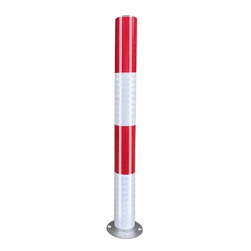 Poteau de Barrière de Stationnement avec Bandes Réfléchissantes, Barrière Fixe pour Allée, Bollards de Sécurité Routière pour Garage, Routes, Écoles(Red,31.4in/80cm)