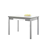 Diseño funcional ASTIMESA Alas Cristal Mesa de Cocina, Metal, Blanco, 100x60cm