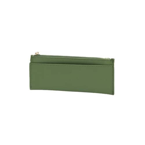 Image of Pencil Pouch for Teens School Office Supplies Pencil Case Cosmetic Bag Zipper (Green,Faux leather)