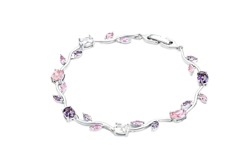 Image of Trendy Tulip Bracelet for Women | Gold Plated Pink Crystal Floral Bracelet | Elegant Minimalist Jewelry | Adjustable Chain Bracelet Gift for Girls Women | Stylish Party Daily Wear Accessory