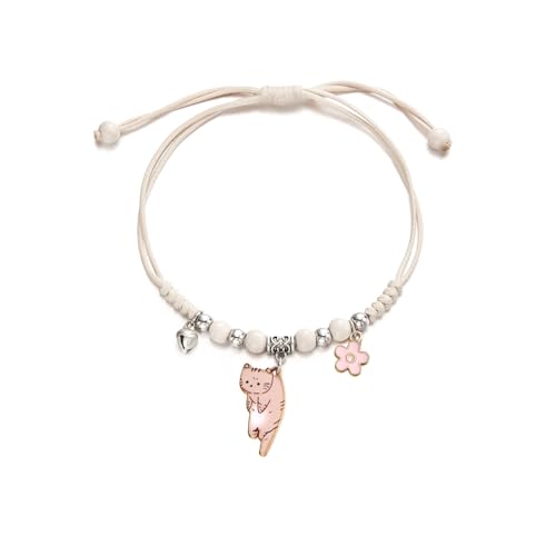 Cartoon Cat Charm Bracelet - Brown Lazy Kitten Durable Chain Jewelry for Casual Wear, Stackable Layering & Giving​​