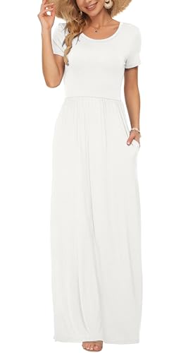 Image of AUSELILY Women's Classic Short Sleeve Loose Plain Casual Long Maxi Dresses for Women 2026
