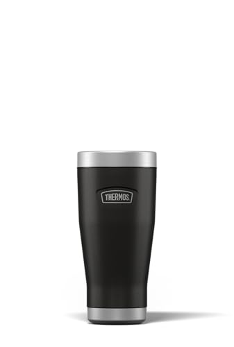 Thermos - Icon Granite Black Travel Tumbler (470ml), Reusable Insulated Stainless Steel Coffee Cup for Hot or Cold Drinks, Vacuum Sealed Water Flask with a Leak-Proof Lid, 7hr Hot/22hr Cold