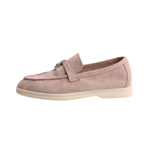 Image of Women's Summer Charms Suede Loafers - Premium Sheepskin Unlined Upper,Classic or Styles with Metal Detail for Casual, Office, Travel & All Day Wear