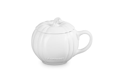 Image of Le Creuset Stoneware Pumpkin Mug with Lid, 14 oz., White