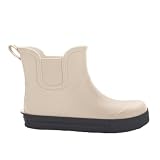 3Kamido GoEasy Botas de agua para niños - Botas Chelsea, elegantes, Barefoot shoes, cortas, con cinta reflectante, plantilla antibacteriana y suela antideslizante (beige claro, 24/25)