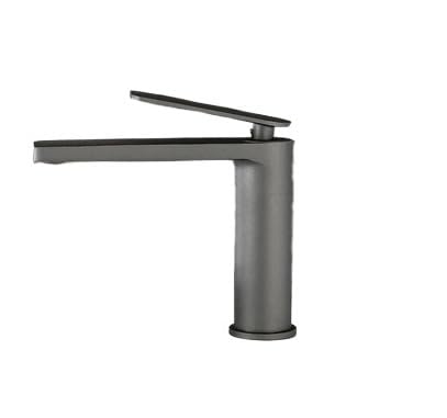 Robinet de lavabo en laiton gris mat Feng Shui : mitigeur lavabo court monotrou