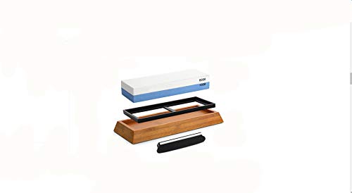 🛒 Flash Sale Whetstone Knife Sharpening, Ecom City Premium Double Side Grit Knife Sharpening Stone 1000/6000 Blade Sharpener with Non Slip Bamboo Base and Angle Guide for Home Outdoor