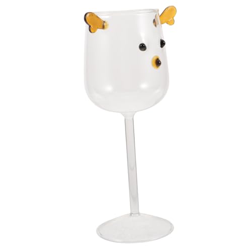 HEALLILY Cartoon Antler Stemmed Glass Cup Transparent Drinking Container for Milk Beer Cocktails Iced Tea Coffee for Home Bar Restaurant Use