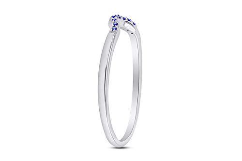 AFFY Round Cut Simulated Blue Sapphire Curved Wedding Band Ring in 14k Gold Over Sterling Silver3