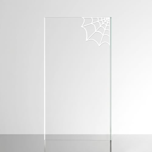 Image of Sticker for Glass & Mirrors | Minimal Vinyl Decal for Bedroom Bathroom & Cafe | Self-Adhesive Quote Aesthetic Mirror Sticker | No Mirror Included (Spider Web, Small, Matt White)