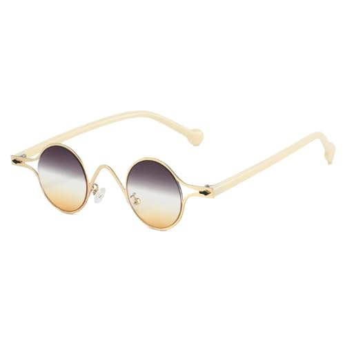 Lunettes de soleil rétro ovales pour femme et homme en métal chic